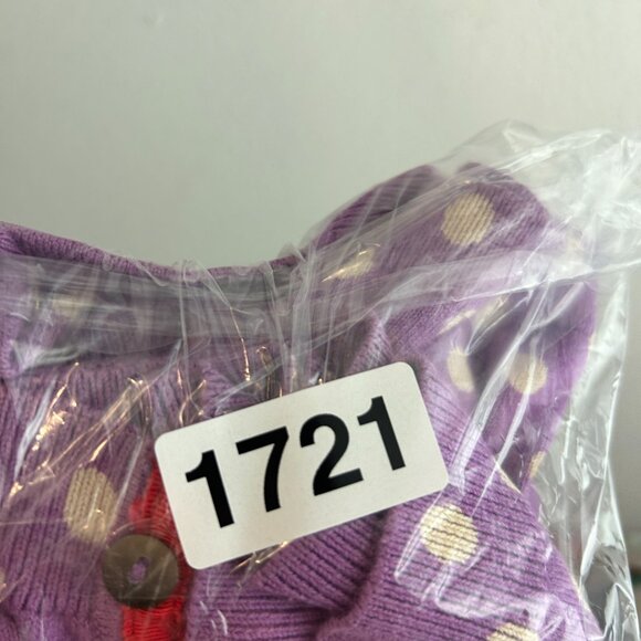 Boden Sweater Womens 10 Cardigan Button purple white polka dot casual everyday - Picture 10 of 11